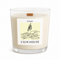 Candle with a label on a white background