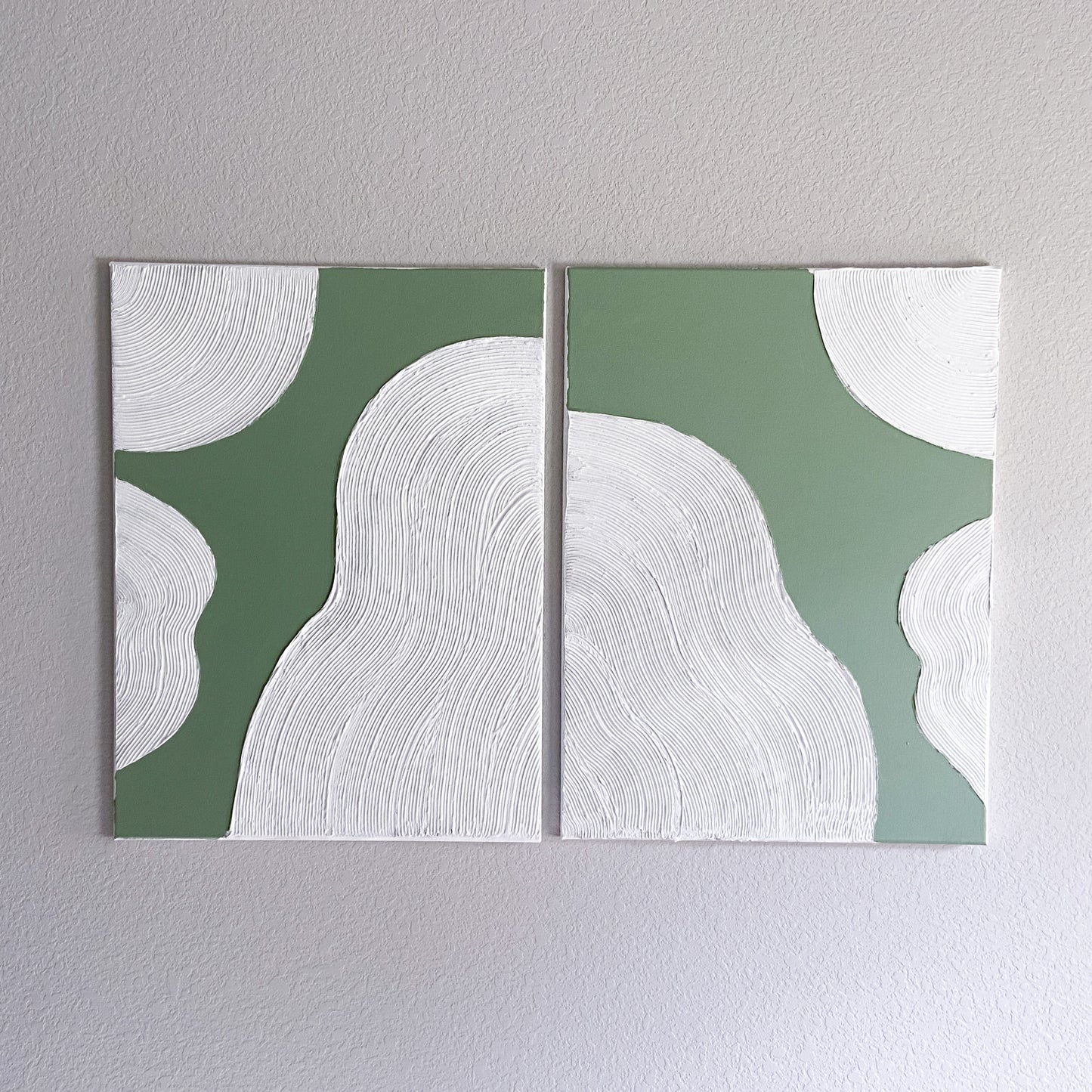 Green and White Textured art canvas