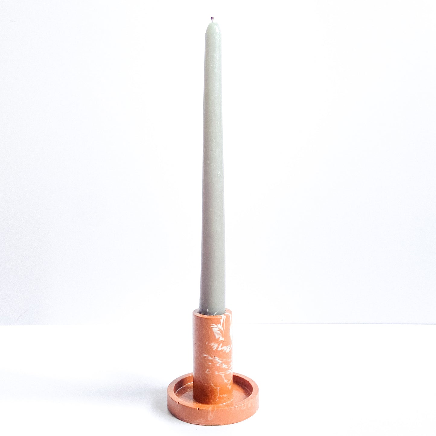 Taper Candle Holder - Brown White Marble)